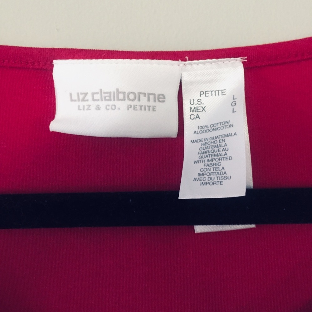 ♦️ Buy 2 Get 1 Free Liz Claiborne Tank Raspberry Shell petite Large LP - Picture 3 of 4